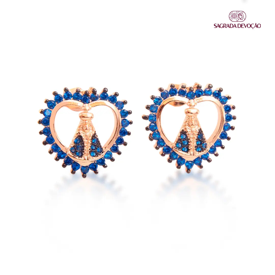 Brinco de Nossa Senhora Aparecida Amor Divino - Zircônia Premium