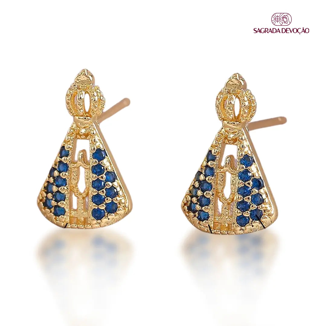 Brinco de Nossa Senhora Aparecida Fé Sagrada - Zircônia Premium