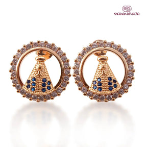 Brinco de Nossa Senhora Aparecida Circulo da Fé - Zircônia Premium