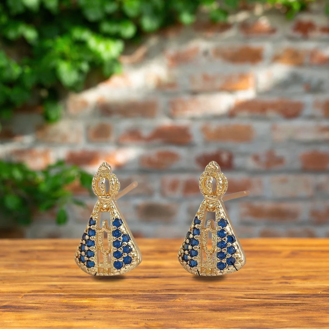 Brinco de Nossa Senhora Aparecida Fé Sagrada - Zircônia Premium