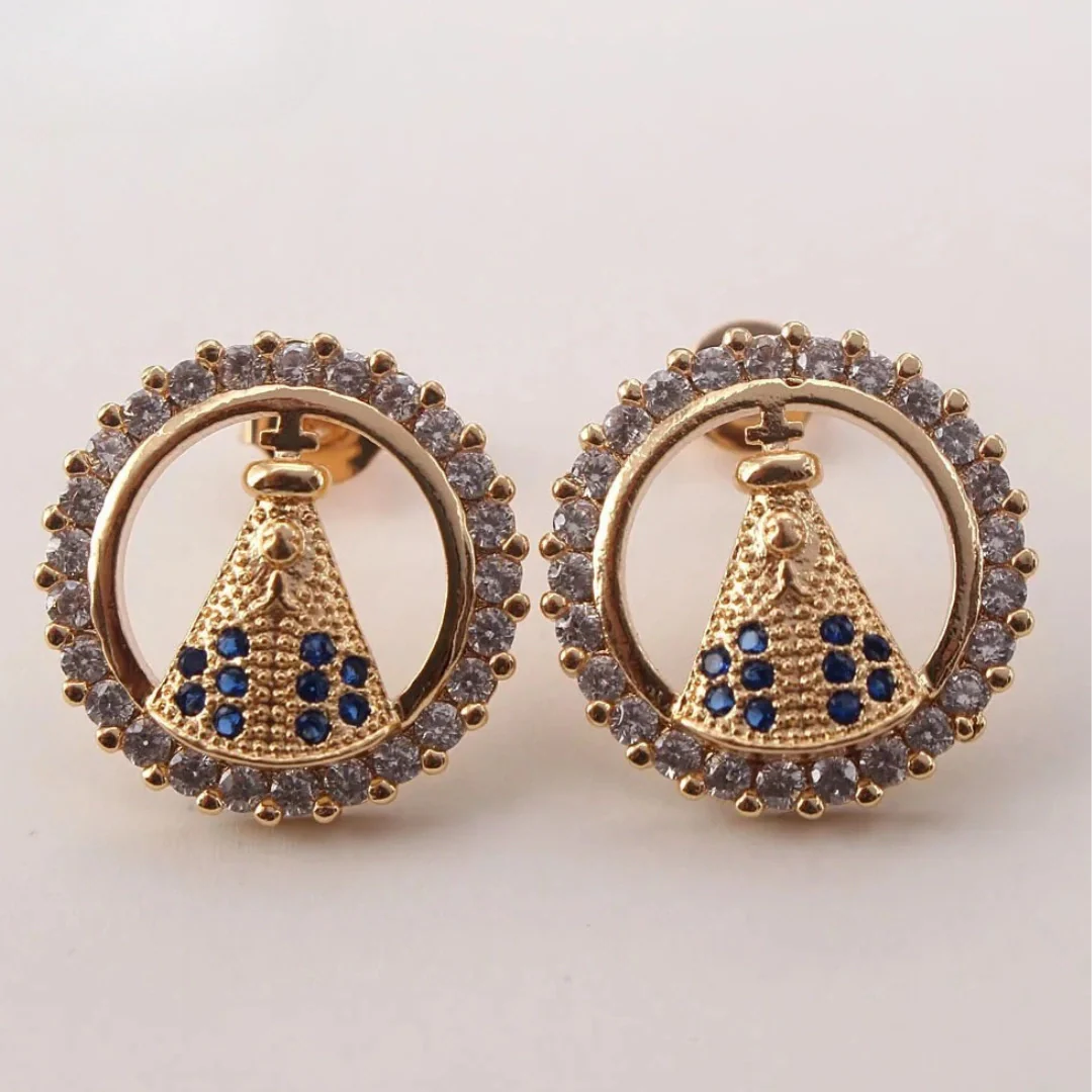 Brinco de Nossa Senhora Aparecida Circulo da Fé - Zircônia Premium