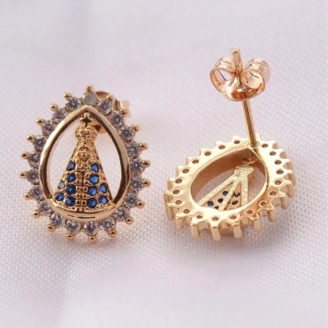 Brinco de Nossa Senhora Aparecida Proteção Celeste - Zircônia Premium